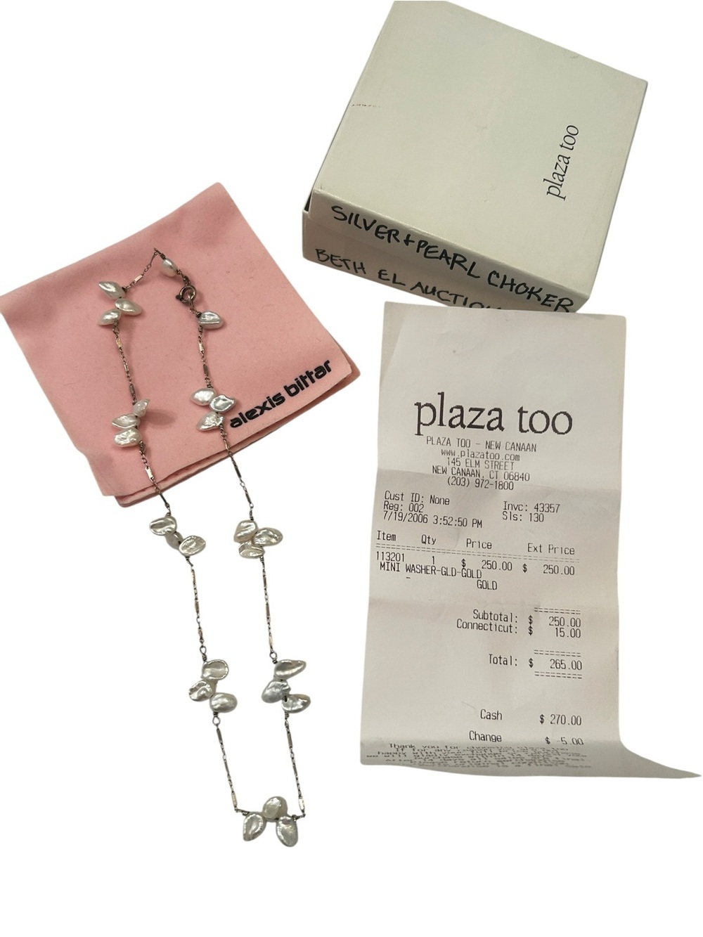 Alexis Bittar white Baroque Pearl Station silver choker Necklace in gift pouch - Picture 4 of 7